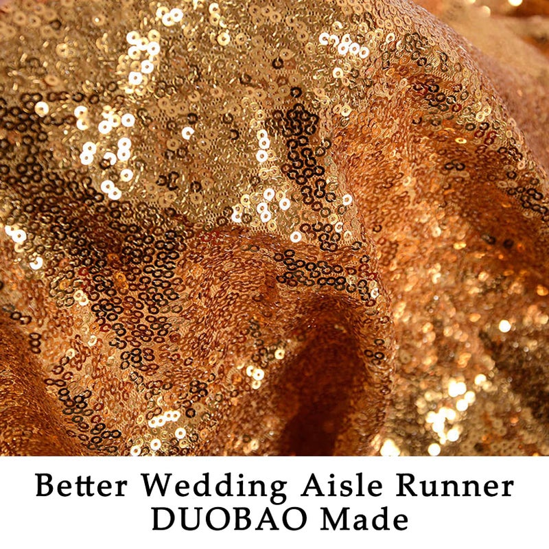 DUOBAO Deep Gold Sequin Aisle Runner 15FTx4FT - Perfect for Wedding Ceremonies, Indoor & Outdoor Decor, Church Walkway, Elegant Event Carpet - Image 5